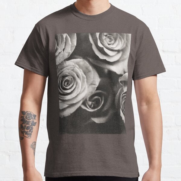 Medium format analog black and white photo of white rose flowers Classic T-Shirt