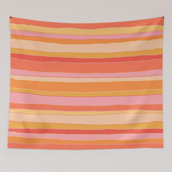 Item preview, Summer Stripes Pattern Coral Orange Pink Mustard Yellow designed and sold by kierkegaard.