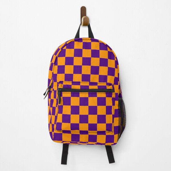 Vista previa del artículo con la obra «Patrón de tablero de ajedrez morado y naranja», diseñado y vendido por Michael Stewart.