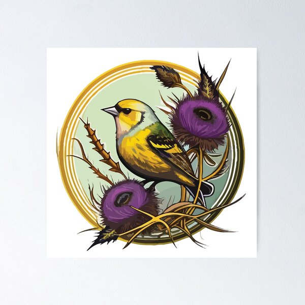 Item preview, American Goldfinch on a Milk Thistle at Dawn designed and sold by Vector-nook.