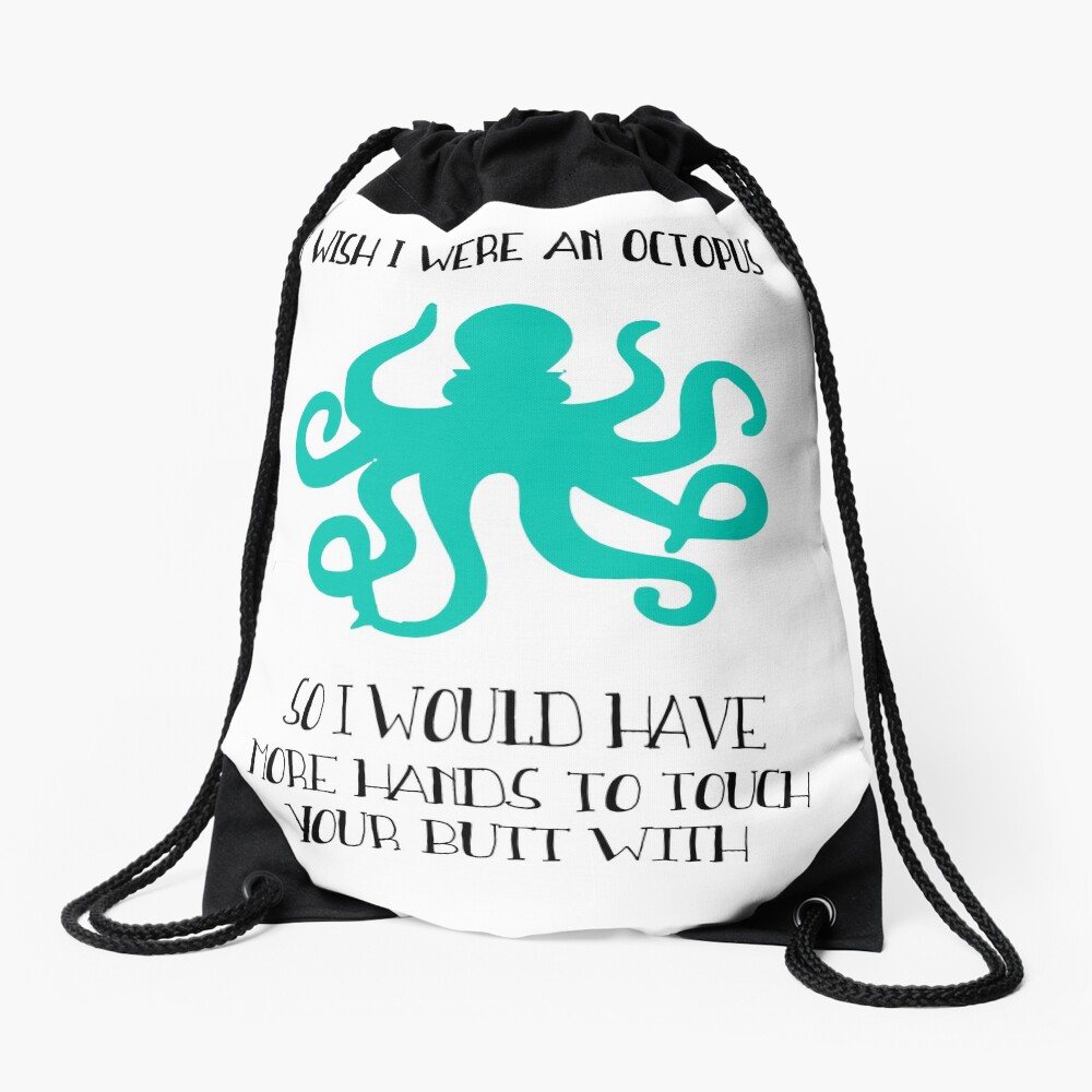 I wish I were an octopus Drawstring Bag