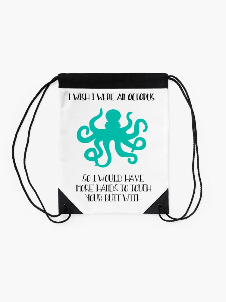 Alternate view of I wish I were an octopus Drawstring Bag