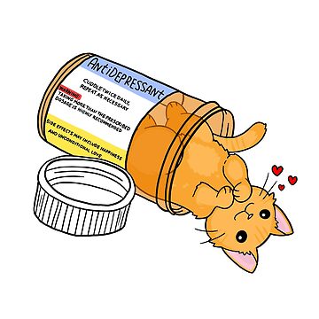 Artwork thumbnail, Orange kitty antidepressant love medicine by sivelobanova