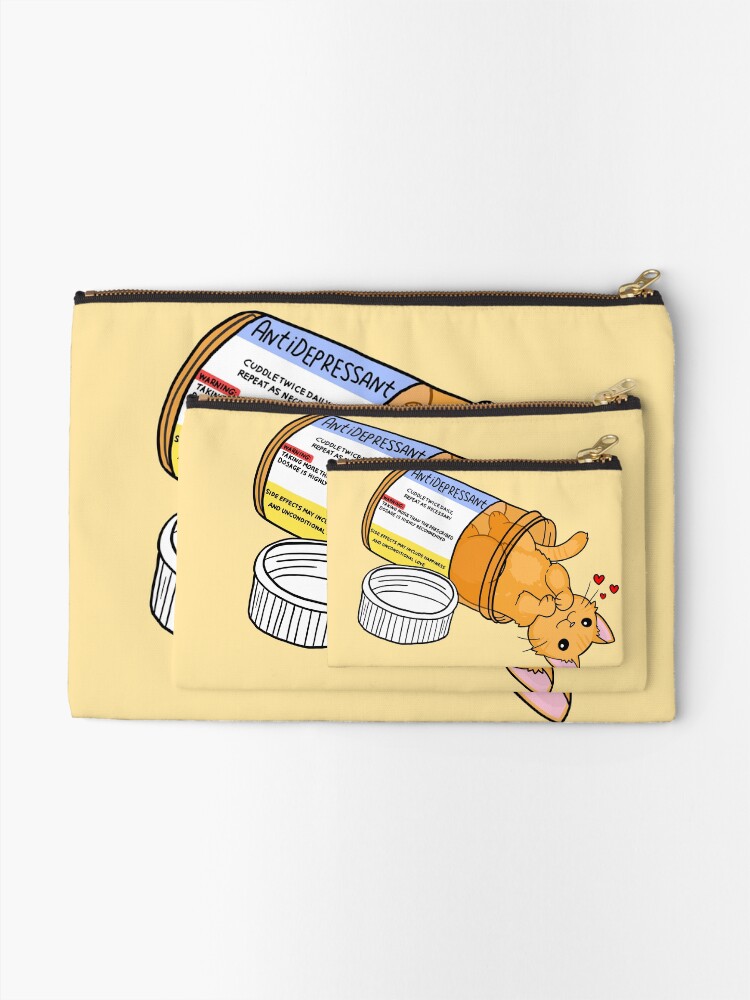 Thumbnail 2 of 4, Zipper Pouch, Orange kitty antidepressant love medicine designed and sold by sivelobanova.