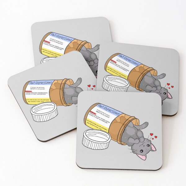 Item preview, Grey kitty antidepressant love medicine designed and sold by Sadhbh rua.