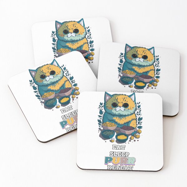 Item preview, Add Some Humor to Your Cat-Loving Lifestyle with 'Eat Sleep Purr Repeat' Cat Art designed and sold by Digitlartmaster.