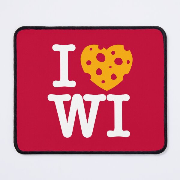 Item preview, I Love Wisconsin - I heart WI with Cheese - On Madison Red Background designed and sold by abowersock.