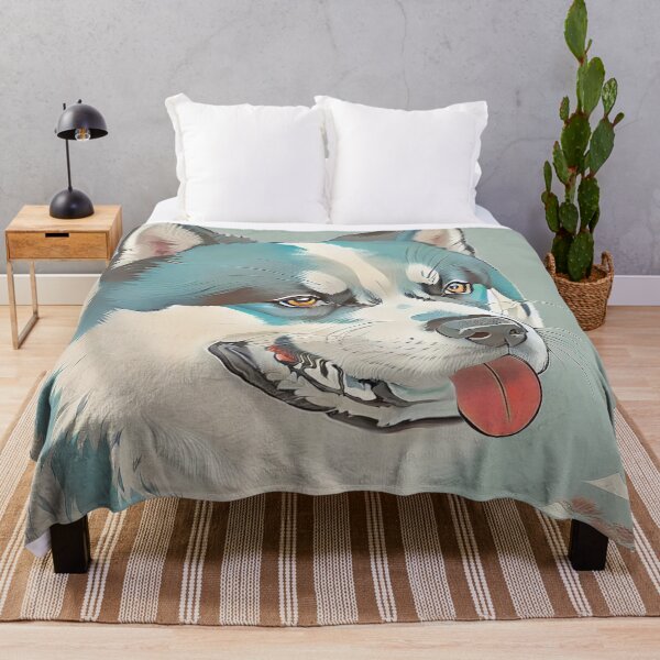 Item preview, Hokusai Black and White Akita Japanese Style Dog Portait designed and sold by Pumpkin-Prints.