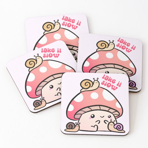 Item preview, Take it slow cute chubby little mushroom with snails friends  designed and sold by Yarafantasyart.
