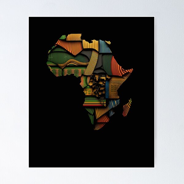 Item preview, Africa Map Kente Cloth Style - African designed and sold by StreetShirts1.