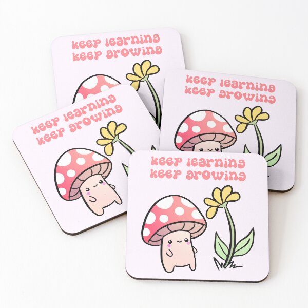 Item preview, Keep learning keep growing cute chubby little mushroom with snails friends  designed and sold by Yarafantasyart.