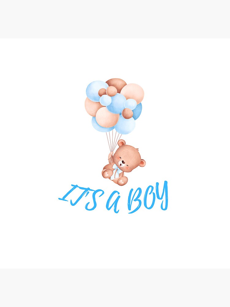 It s a Boy Cute Teddy Bear Holding Balloons Pin for Sale by BoomBoomBaby Redbubble