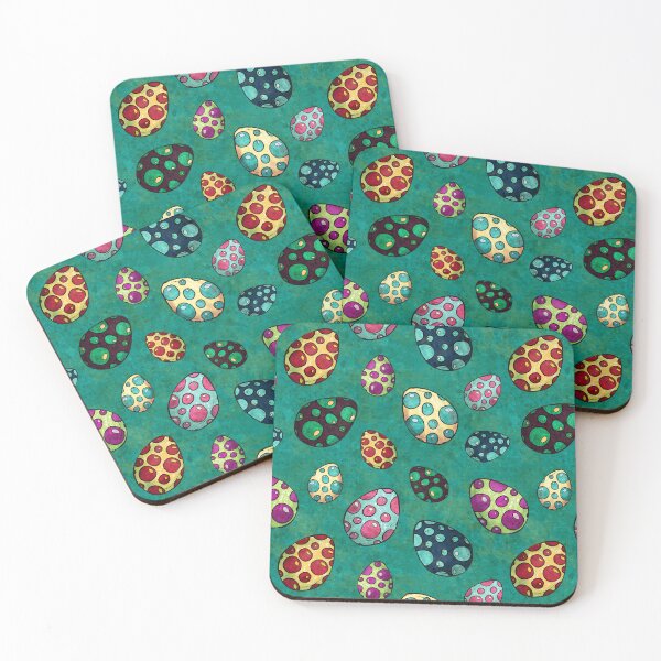 Item preview, Brightly colored eggs on green watercolor texture, Happy Easter eggs designed and sold by NadiaChevrel.