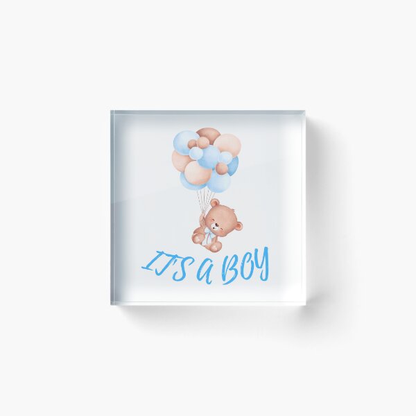 Item preview, It's a Boy Cute Teddy Bear Holding Balloons designed and sold by BoomBoomBaby.