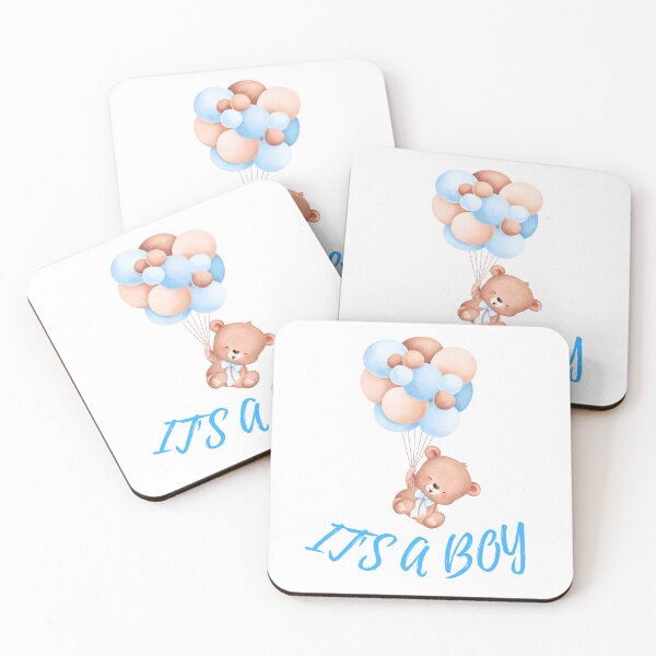 Item preview, It's a Boy Cute Teddy Bear Holding Balloons designed and sold by BoomBoomBaby.
