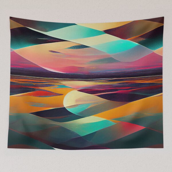 Item preview, colorful sunset space desert cyberpunk pattern designed and sold by AstraNovaStudio.