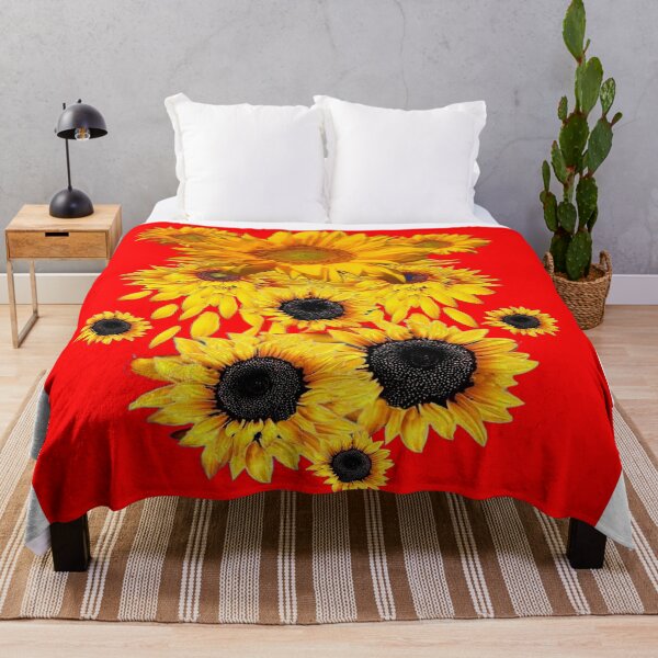Item preview, ABSTRACTED GOLDEN SUNFLOWERS PATTERNS RED ART designed and sold by sharlesart.