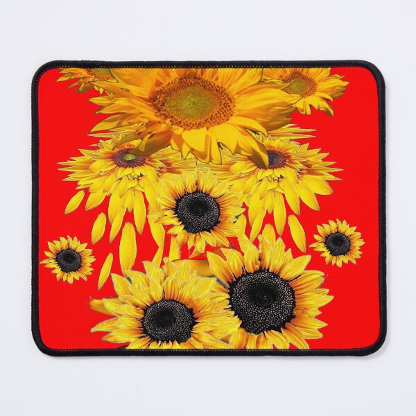 Item preview, ABSTRACTED GOLDEN SUNFLOWERS PATTERNS RED ART designed and sold by sharlesart.