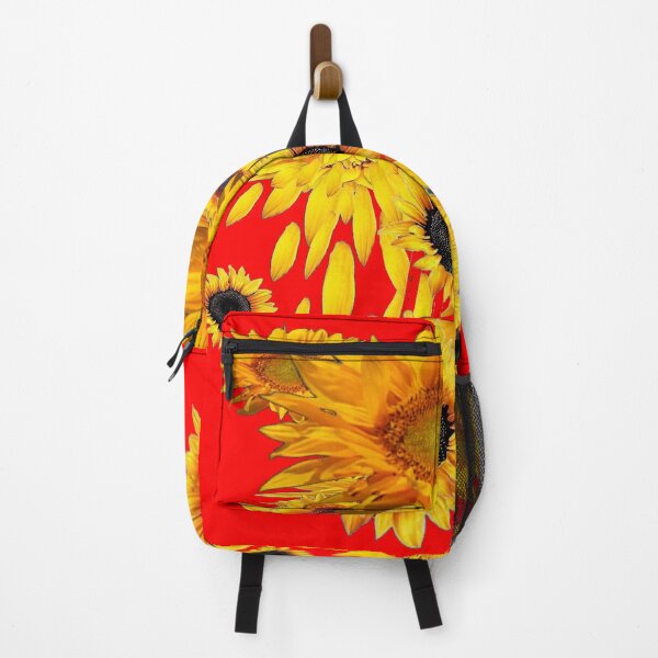 Item preview, ABSTRACTED GOLDEN SUNFLOWERS PATTERNS RED ART designed and sold by sharlesart.