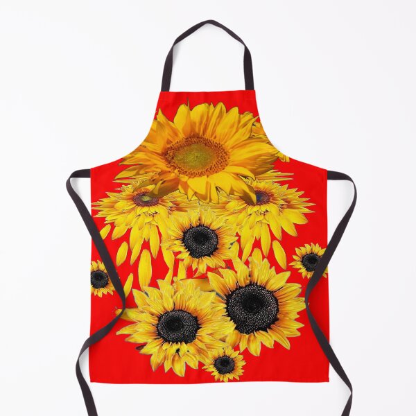Item preview, ABSTRACTED GOLDEN SUNFLOWERS PATTERNS RED ART designed and sold by sharlesart.