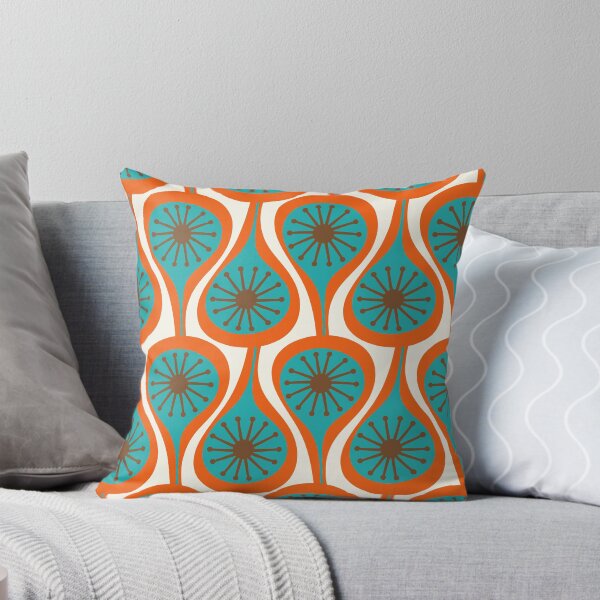 Item preview, Mid Century Modern Atomic Drops Retro Pattern Turquoise Orange Brown Cream designed and sold by kierkegaard.