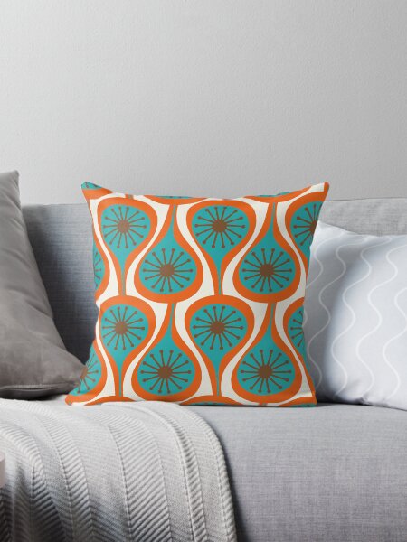 Item preview, Mid Century Modern Atomic Drops Retro Pattern Turquoise Orange Brown Cream designed and sold by kierkegaard.
