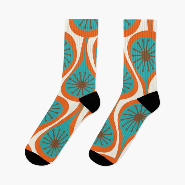 Item preview, Mid Century Modern Atomic Drops Retro Pattern Turquoise Orange Brown Cream designed and sold by kierkegaard.