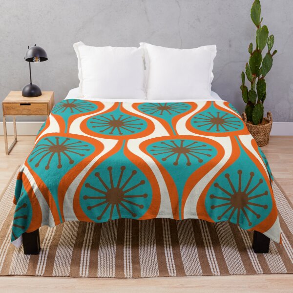 Item preview, Mid Century Modern Atomic Drops Retro Pattern Turquoise Orange Brown Cream designed and sold by kierkegaard.