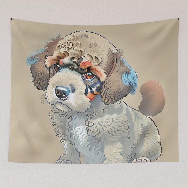 Item preview, Hokusai Cockapoo Puppy Cocker Spaniel Croos Poodle Style Dog Portait designed and sold by Pumpkin-Prints.