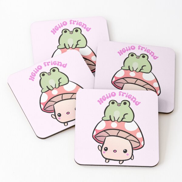 Item preview, Hello friend Cute mushrooms with a frog friend designed and sold by Yarafantasyart.