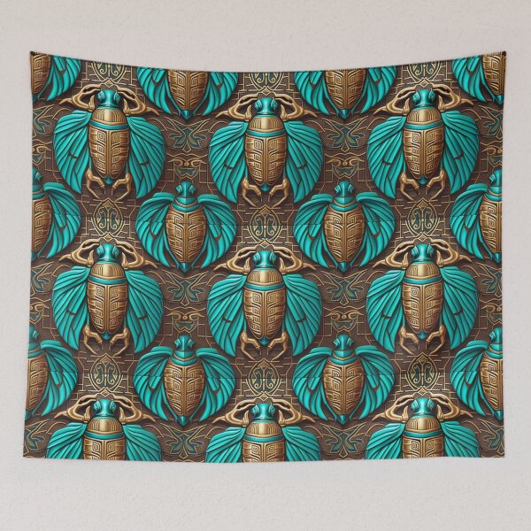 Item preview, Royal Egyptian Scarab Beetle Fabric Textile Pattern designed and sold by Alladin7.