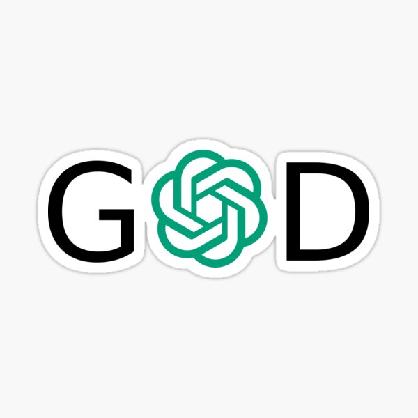 "chat gpt god" Sticker by yourgeekside Redbubble