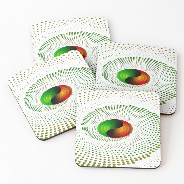 Item preview, Green and red dots swirling around green and red semicircles designed and sold by Bigrow.