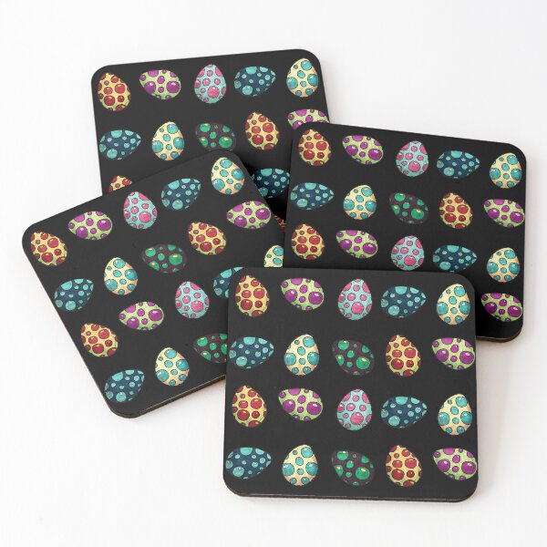 Item preview, Decorated eggs collection, Pop art easter eggs pattern on black designed and sold by NadiaChevrel.
