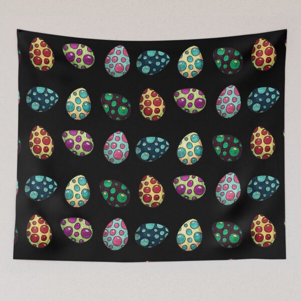 Item preview, Decorated eggs collection, Pop art easter eggs pattern on black designed and sold by NadiaChevrel.