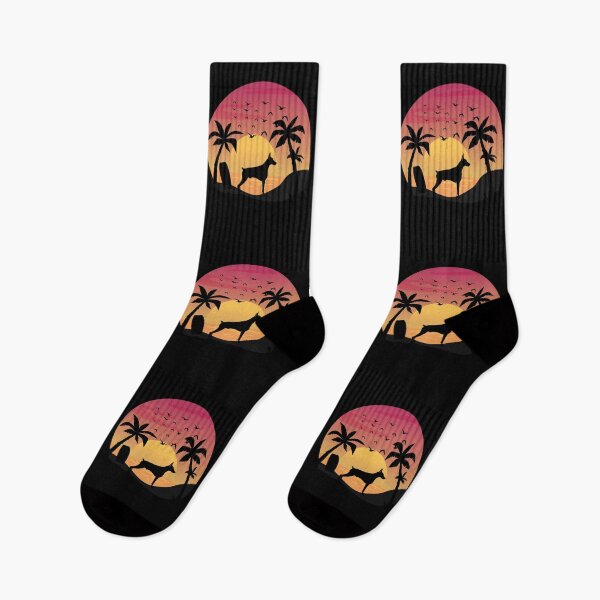 Item preview, Dobermann Owner Beach Sunset Palm Trees designed and sold by CuteDesigns1.