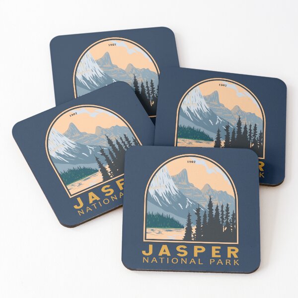 Aperçu de l'œuvre Emblème vintage du parc national Jasper Canada créée et vendue par KrisSidDesigns.