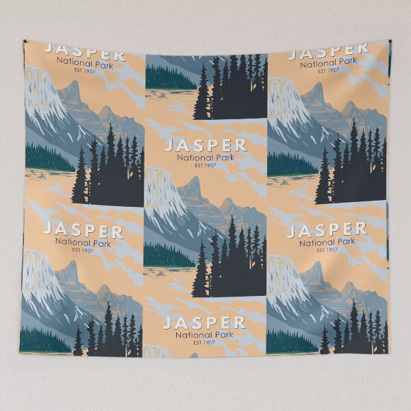 Item preview, Jasper National Park Canada Travel Art Vintage designed and sold by KrisSidDesigns.
