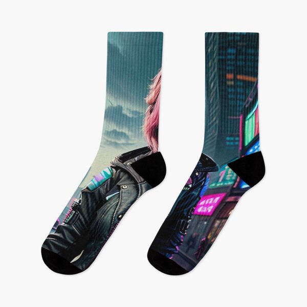 Item preview, Pink-Haired Cyberpunk Woman designed and sold by CreationP.