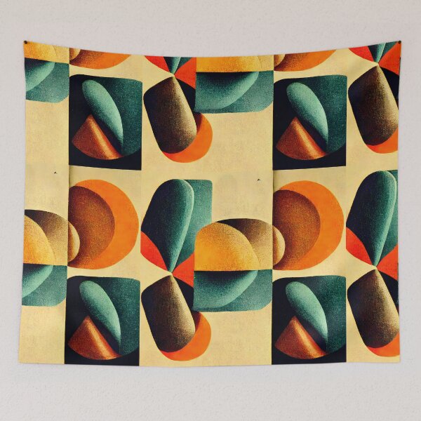 Item preview, Retro colors and shapes vintage colorful pattern designed and sold by HappyTrippy.