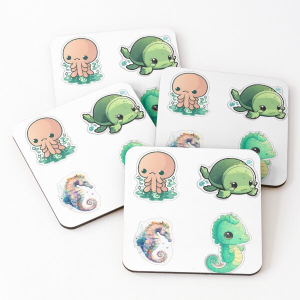 Item preview, 4 Cute Drawings of Sea Animals designed and sold by beluxe.