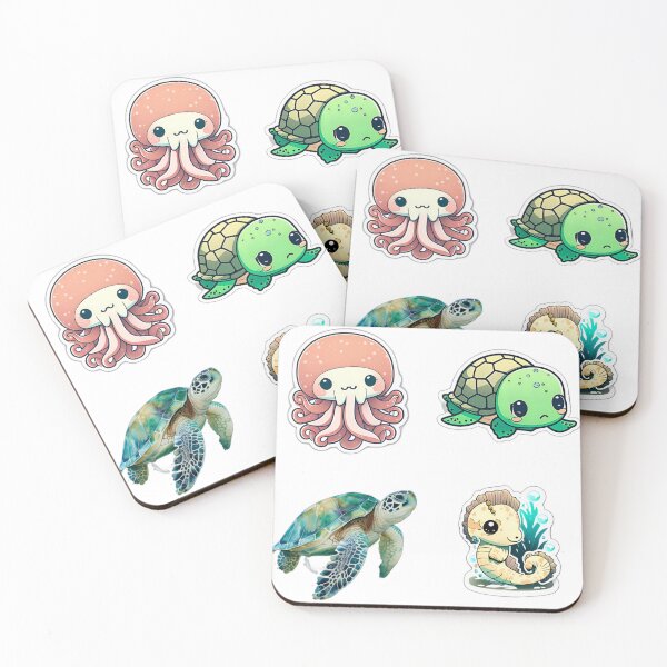 Item preview, 4 Cute Drawings of Sea Animals designed and sold by beluxe.