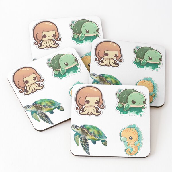 Item preview, 4 Cute Drawings of Sea Animals designed and sold by beluxe.