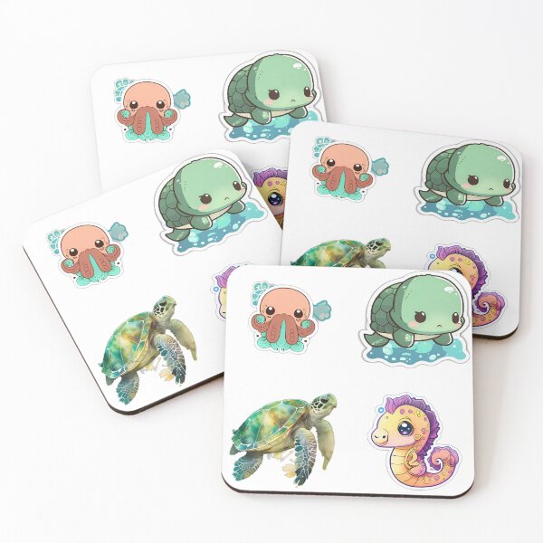 Item preview, 4 Cute Drawings of Sea Animals designed and sold by beluxe.