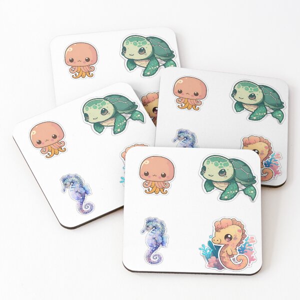 Item preview, 4 Cute Drawings of Sea Animals designed and sold by beluxe.