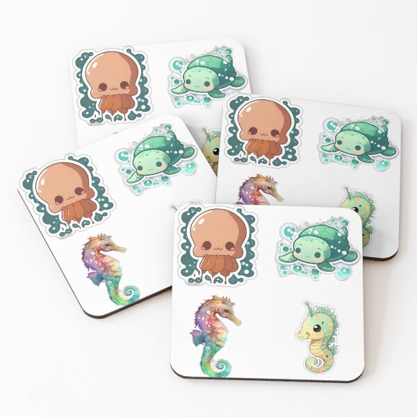 Item preview, 4 Cute Drawings of Sea Animals designed and sold by beluxe.
