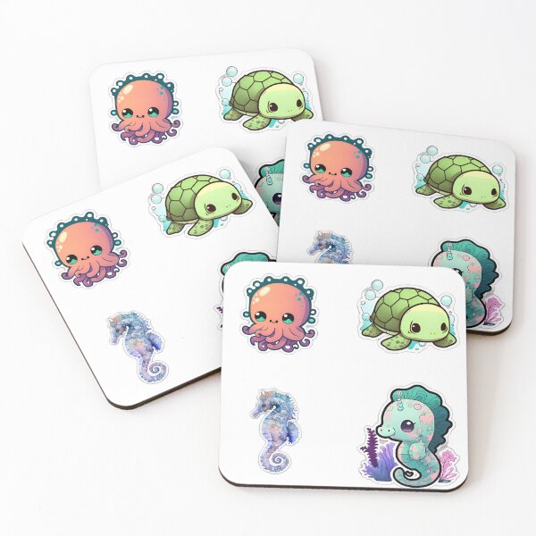 Item preview, 4 Cute Drawings of Sea Animals designed and sold by beluxe.