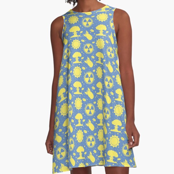 Fallout Blue and Yellow Pattern A-Line Dress