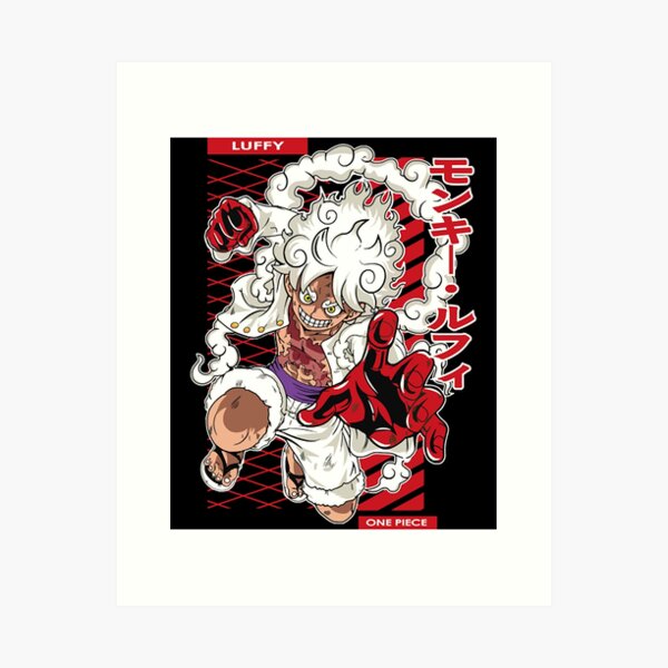 Straw Hat Luffy Gear 4 snake-man Wall Art, Black Anime Art Prints