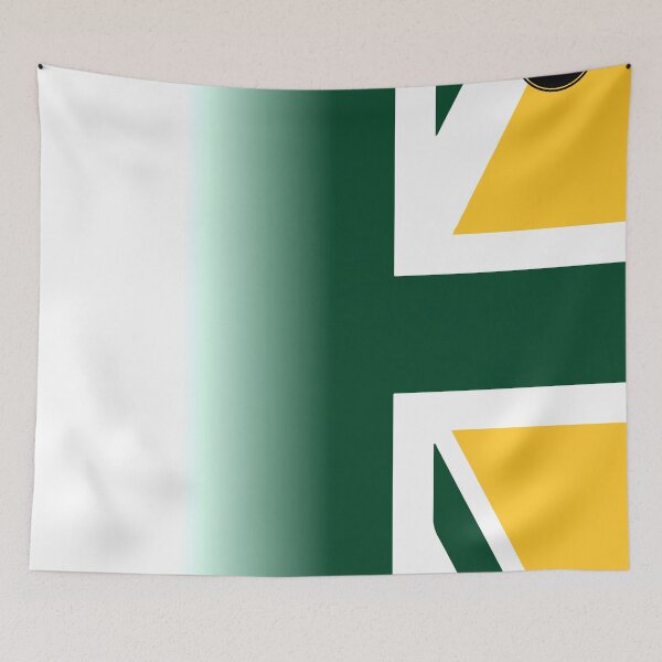 Item preview, British racing green UK flag with logo designed and sold by tfmotorworks.